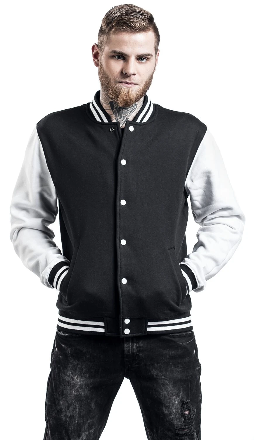 "2-Tone College" Collegejas Zwart-wit Van Urban Classics - Afbeelding 5