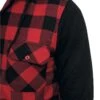 "Hooded Checked Flannel" Flanellen Overhemd Zwart-rood Van Urban Classics