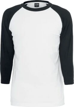 "Contrast 3/4 Sleeve Raglan Tee" Shirt Met Lange Mouwen Wit-zwart Van Urban Classics