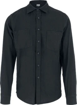 "Black Cotton Shirt" Longsleeve Zwart Van Urban Classics