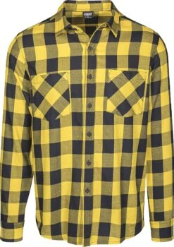 "Checked Flannel Shirt" Flanellen Overhemd Zwart-geel Van Urban Classics