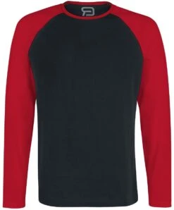 "Long Raglan Road" Shirt Met Lange Mouwen Zwart-rood Van RED By EMP