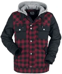 "Black/Red Lumberjack Jacket With Black Sleeves" Winterjas Zwart-rood Van RED By EMP