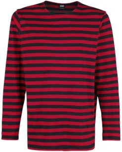 "Regular Stripe Longlseeve" Shirt Met Lange Mouwen Rood-zwart Van Urban Classics