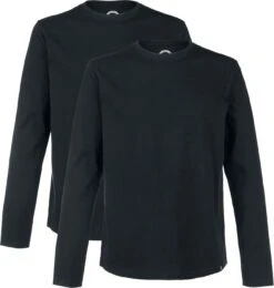"Double Pack Long-Sleeve Tops In Black With Crew Neck" Shirt Met Lange Mouwen Zwart Van RED By EMP