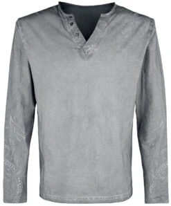 "Grey Long-Sleeve Shirt" Shirt Met Lange Mouwen Grijs Van Black Premium By EMP