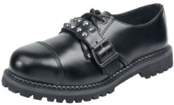 "Black Lace-Up Shoes With Studded Buckles" Schoenen Met Veters Zwart Van Gothicana By EMP