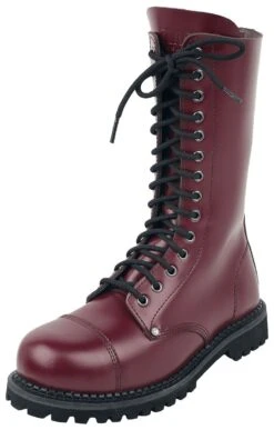 "Dark Red Lace-Up Boots" Laars Donkerrood Van Black Premium By EMP