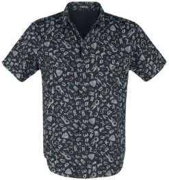 "Short Sleeve Shirt With Symbols" Shirt Met Korte Mouwen Zwart Van Gothicana By EMP