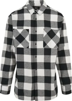 "Long Oversized Checked Shirt" Longsleeve Zwart-wit Van Urban Classics