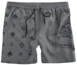 "Grey Swimshorts With Ace Of Spades Print" Zwembroek Grijs Van Rock Rebel By EMP