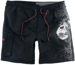 "Swimshorts Wit Skull Print" Zwembroek Zwart Van Rock Rebel By EMP