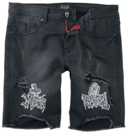 "Korte Broek Met Slijtage Effect" Korte Broek Zwart Van Rock Rebel By EMP