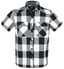 "Half-Sleeve Checked Shirt" Shirt Met Korte Mouwen Wit-zwart Van Brandit