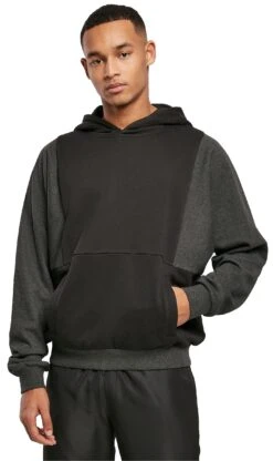"Cut-On Sleeve Hoodie" Trui Met Capuchon Zwart-antraciet Van Urban Classics
