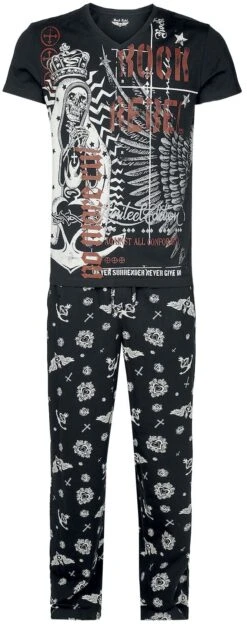 "Pyjama Met Rock Rebel Print" Pyjama Zwart Van Rock Rebel By EMP