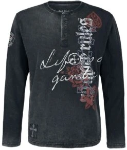 "Rock Longsleeve Met Diverse Opdrukken" Shirt Met Lange Mouwen Grijs Van Rock Rebel By EMP