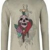 "Longsleeve Met Doodskop Patch" Shirt Met Lange Mouwen Grijs Van RED By EMP
