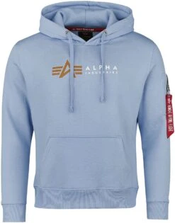 "Alpha Label Hoodie" Trui Met Capuchon Lichtblauw Van Alpha Industries