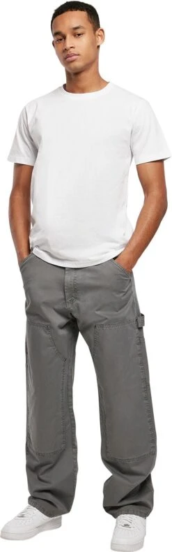 "Double Knee Carpenter Trousers" Stoffen Broeken Grijs Van Urban Classics